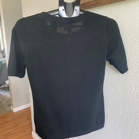 Banana Republic Women's Short Sleeve Wool Blend Sequin Pocket Sweater Size M - Picture 2 of 5